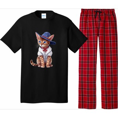 American Cat 4th Of July Cat Patriotic Cats Abyssinian Kitten Pajama Set