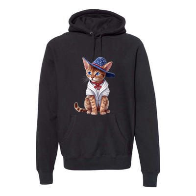 American Cat 4th Of July Cat Patriotic Cats Abyssinian Kitten Premium Hoodie