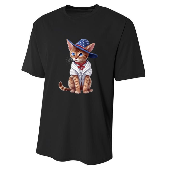 American Cat 4th Of July Cat Patriotic Cats Abyssinian Kitten Performance Sprint T-Shirt