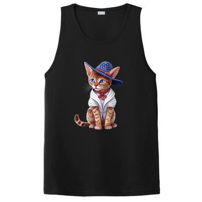 American Cat 4th Of July Cat Patriotic Cats Abyssinian Kitten PosiCharge Competitor Tank