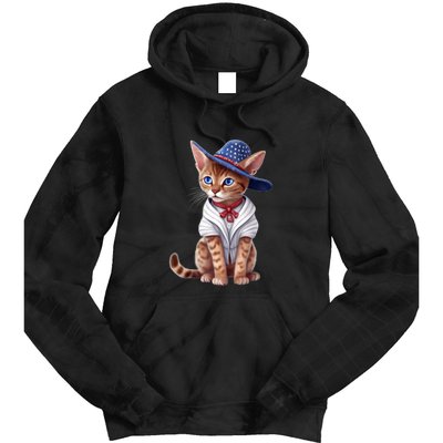 American Cat 4th Of July Cat Patriotic Cats Abyssinian Kitten Tie Dye Hoodie