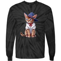 American Cat 4th Of July Cat Patriotic Cats Abyssinian Kitten Tie-Dye Long Sleeve Shirt