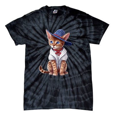 American Cat 4th Of July Cat Patriotic Cats Abyssinian Kitten Tie-Dye T-Shirt