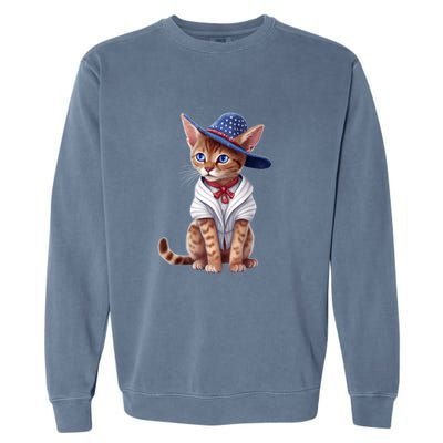 American Cat 4th Of July Cat Patriotic Cats Abyssinian Kitten Garment-Dyed Sweatshirt