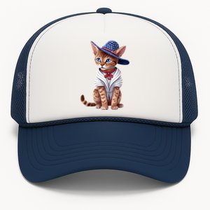 American Cat 4th Of July Cat Patriotic Cats Abyssinian Kitten Trucker Hat