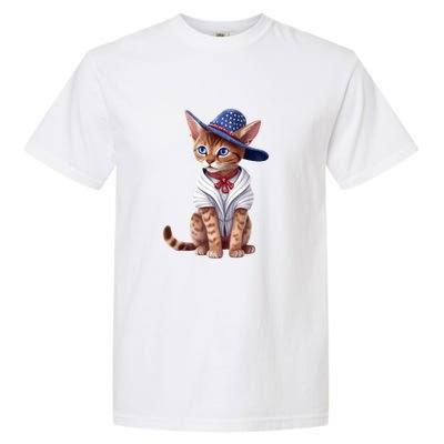 American Cat 4th Of July Cat Patriotic Cats Abyssinian Kitten Garment-Dyed Heavyweight T-Shirt