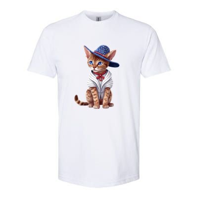 American Cat 4th Of July Cat Patriotic Cats Abyssinian Kitten Softstyle CVC T-Shirt