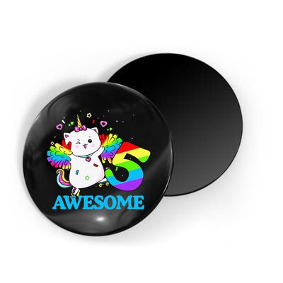 Awesome Caticorn 5th Birthday Unicorn Five Years Old Magnet