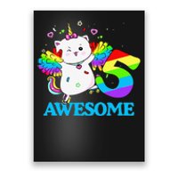 Awesome Caticorn 5th Birthday Unicorn Five Years Old Poster