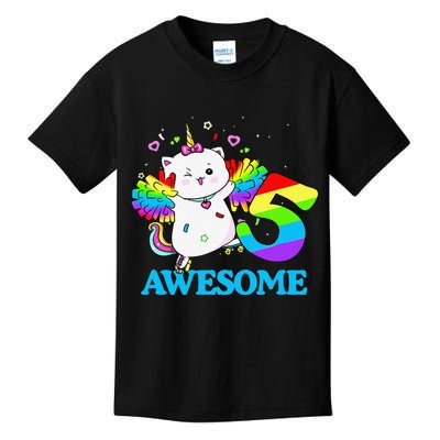 Awesome Caticorn 5th Birthday Unicorn Five Years Old Kids T-Shirt