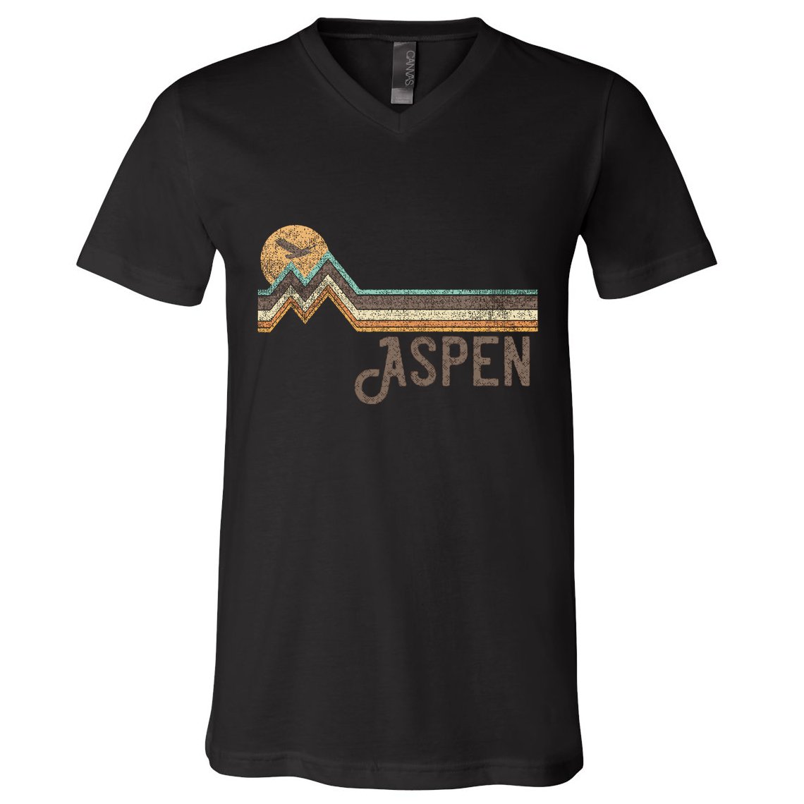 Aspen Colorado 70s 80s Retro Style Vintage Distressed V-Neck T-Shirt
