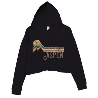 Aspen Colorado 70s 80s Retro Style Vintage Distressed Crop Fleece Hoodie