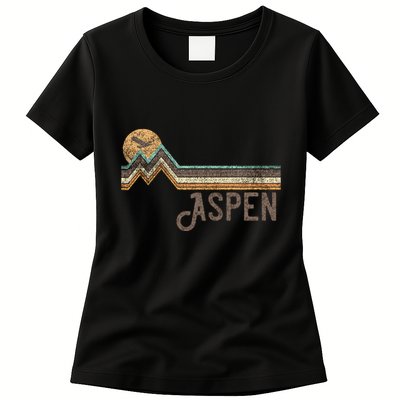 Aspen Colorado 70s 80s Retro Style Vintage Distressed Womens T-Shirt