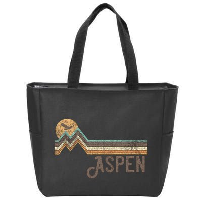 Aspen Colorado 70s 80s Retro Style Vintage Distressed Zip Tote Bag