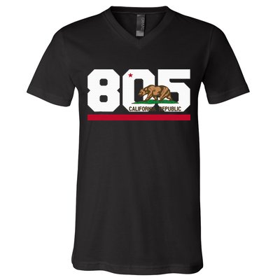 Area Code 805 Santa Barbara California V-Neck T-Shirt