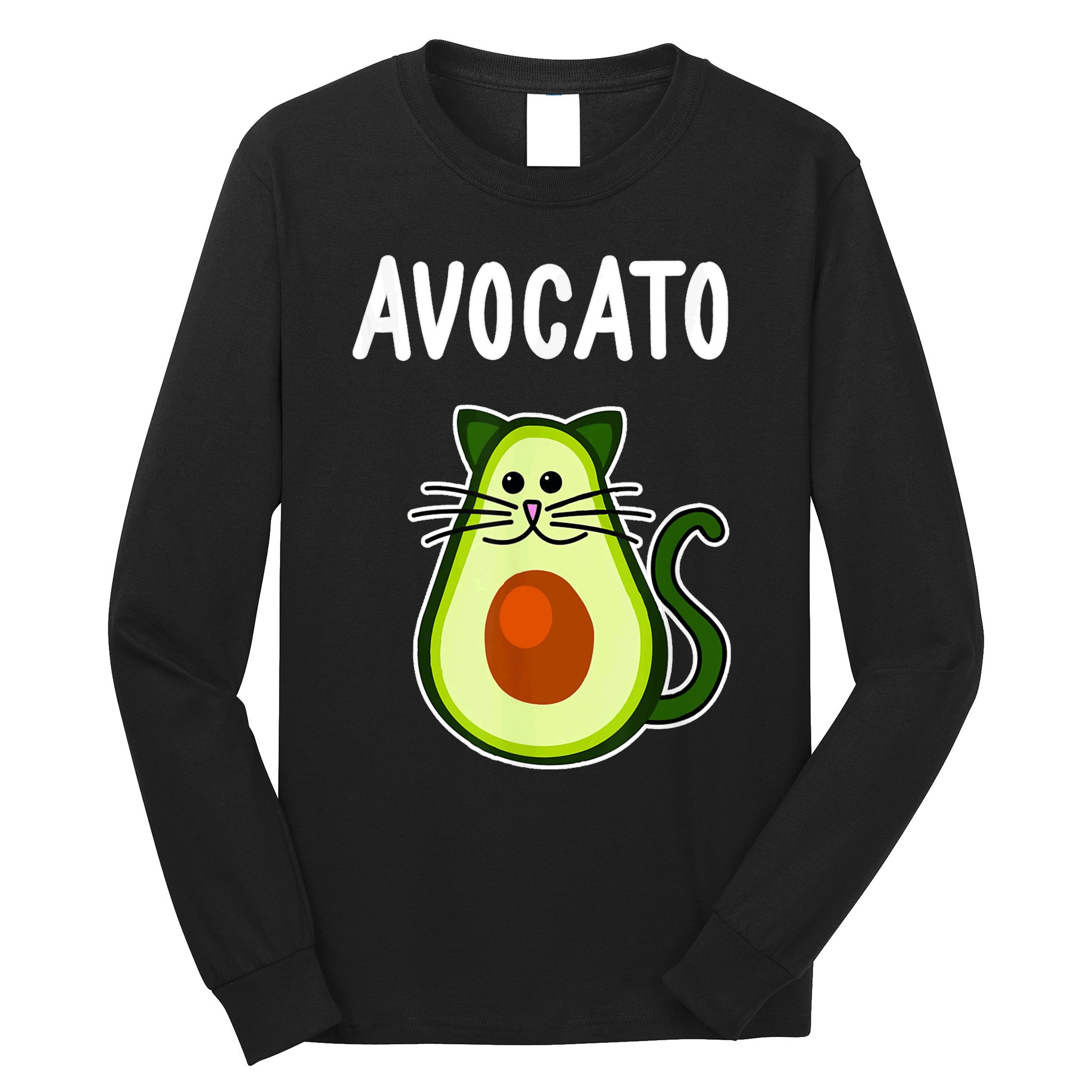 Avocato Cute Avocado Cat Long Sleeve Shirt