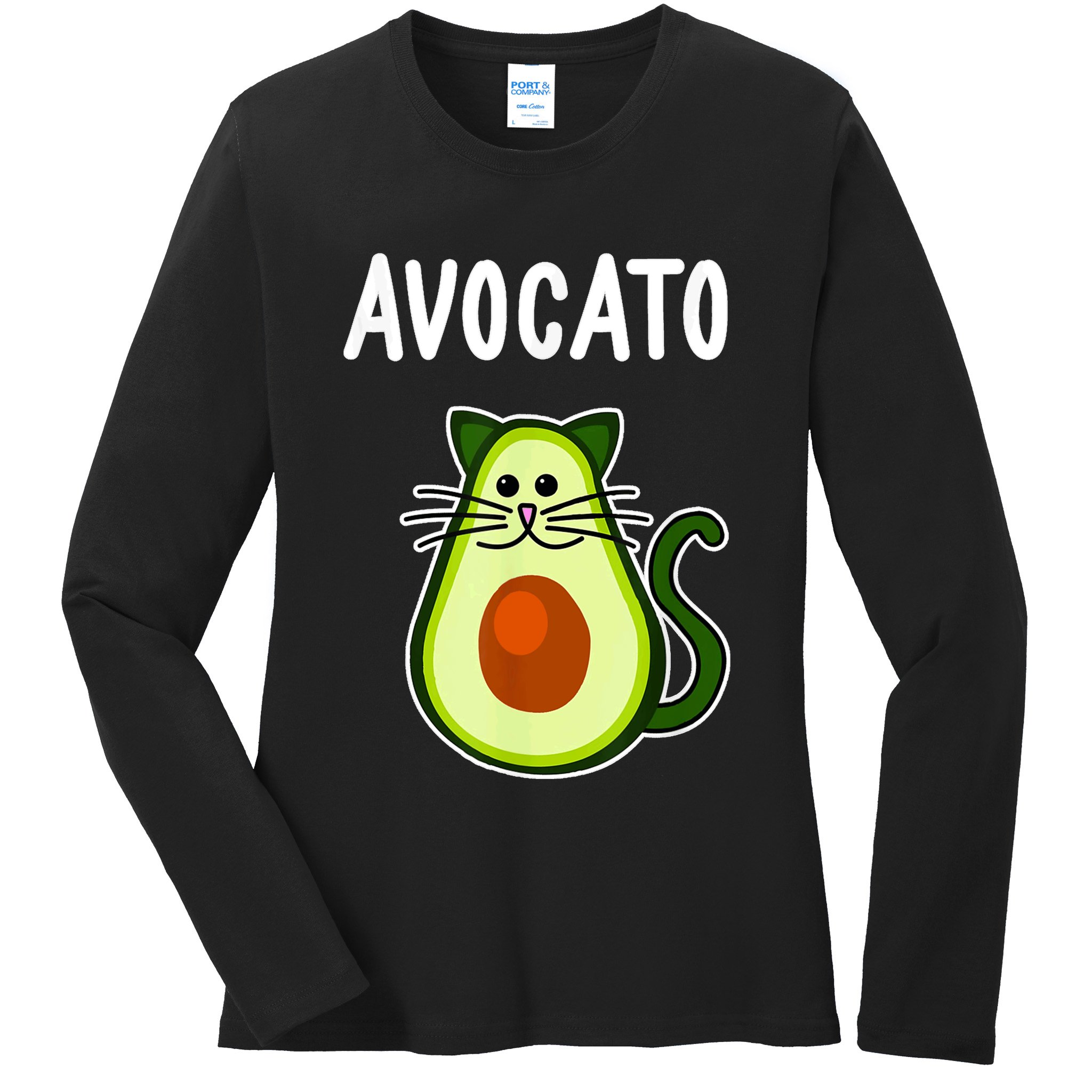 Avocato Cute Avocado Cat Ladies Long Sleeve Shirt