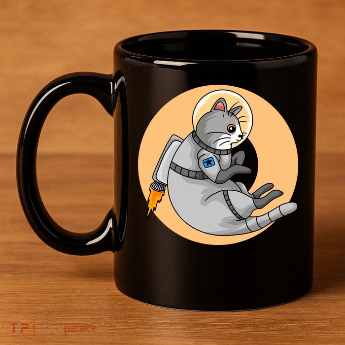 Astronaut Cat 11oz C Handle Ceramic Mug