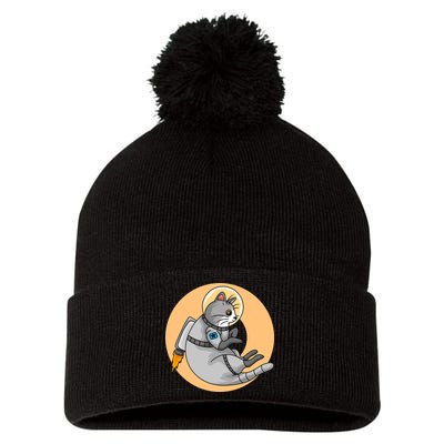 Astronaut Cat Pom Pom 12in Knit Beanie