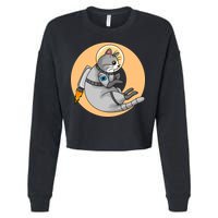 Astronaut Cat Cropped Pullover Crew
