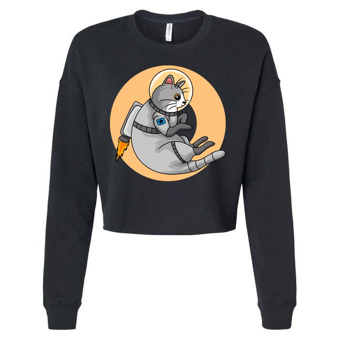 Astronaut Cat Cropped Pullover Crew