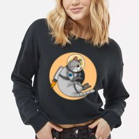 Astronaut Cat Cropped Pullover Crew