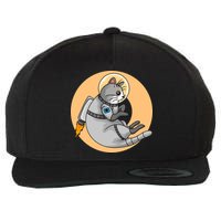 Astronaut Cat Wool Snapback Cap