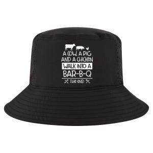 A Cow, A Pig And A Chicken Walk Into A Bar B Q The End BBQ Cool Comfort Performance Bucket Hat