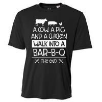 A Cow, A Pig And A Chicken Walk Into A Bar B Q The End BBQ Cooling Performance Crew T-Shirt