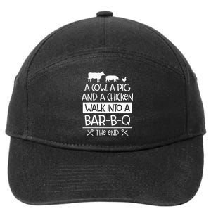 A Cow, A Pig And A Chicken Walk Into A Bar B Q The End BBQ 7-Panel Snapback Hat