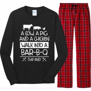 A Cow, A Pig And A Chicken Walk Into A Bar B Q The End BBQ Long Sleeve Pajama Set