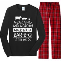 A Cow, A Pig And A Chicken Walk Into A Bar B Q The End BBQ Long Sleeve Pajama Set