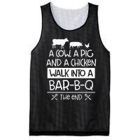 A Cow, A Pig And A Chicken Walk Into A Bar B Q The End BBQ Mesh Reversible Basketball Jersey Tank