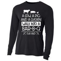 A Cow, A Pig And A Chicken Walk Into A Bar B Q The End BBQ Cooling Performance Long Sleeve Crew