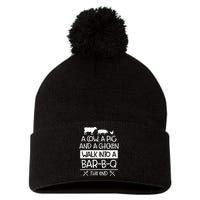 A Cow, A Pig And A Chicken Walk Into A Bar B Q The End BBQ Pom Pom 12in Knit Beanie