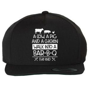 A Cow, A Pig And A Chicken Walk Into A Bar B Q The End BBQ Wool Snapback Cap