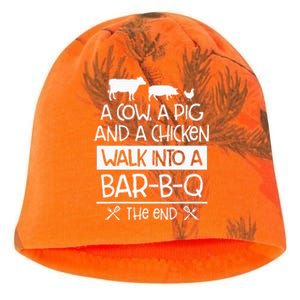 A Cow, A Pig And A Chicken Walk Into A Bar B Q The End BBQ Kati - Camo Knit Beanie