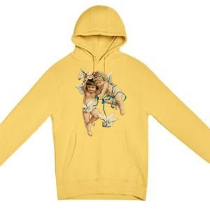 Angelic Cherubs And Doves Cute Gift Premium Pullover Hoodie