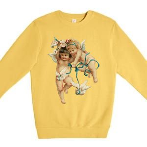 Angelic Cherubs And Doves Cute Gift Premium Crewneck Sweatshirt