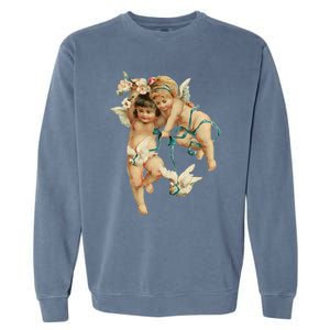 Angelic Cherubs And Doves Cute Gift Garment-Dyed Sweatshirt