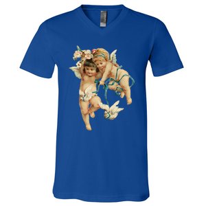 Angelic Cherubs And Doves Cute Gift V-Neck T-Shirt