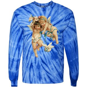 Angelic Cherubs And Doves Cute Gift Tie-Dye Long Sleeve Shirt