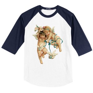 Angelic Cherubs And Doves Cute Gift Baseball Sleeve Shirt