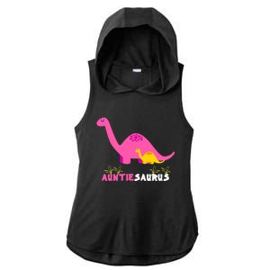 Auntiesaurus Cute Auntie Saurus Dinosaur Aunt Matching Ladies PosiCharge Tri-Blend Wicking Draft Hoodie Tank