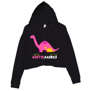 Auntiesaurus Cute Auntie Saurus Dinosaur Aunt Matching Crop Fleece Hoodie