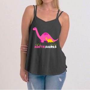 Auntiesaurus Cute Auntie Saurus Dinosaur Aunt Matching Women's Strappy Tank