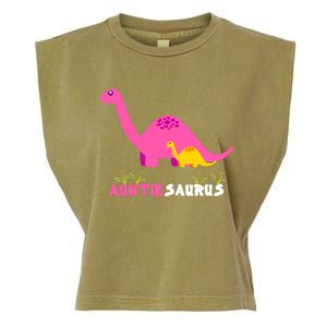 Auntiesaurus Cute Auntie Saurus Dinosaur Aunt Matching Garment-Dyed Women's Muscle Tee