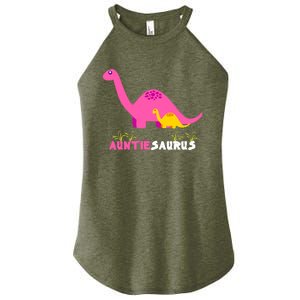 Auntiesaurus Cute Auntie Saurus Dinosaur Aunt Matching Women's Perfect Tri Rocker Tank