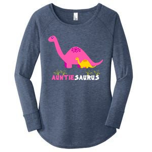 Auntiesaurus Cute Auntie Saurus Dinosaur Aunt Matching Women's Perfect Tri Tunic Long Sleeve Shirt