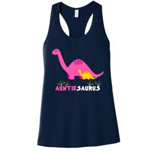 Auntiesaurus Cute Auntie Saurus Dinosaur Aunt Matching Women's Racerback Tank